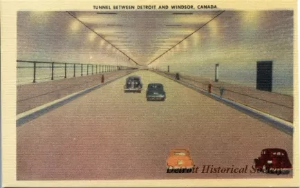 Postcard - Tunnel Between Detroit and Windsor, Canada.