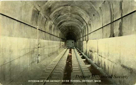 Postcard - Interior of the Detroit River Tunnel, Detroit, Mich.