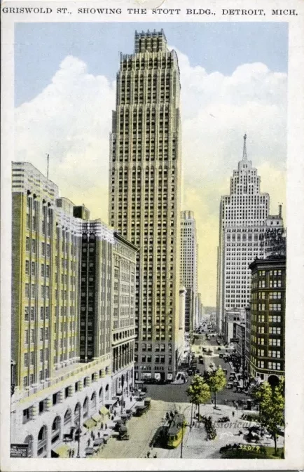 Postcard - Griswold St., Showing the Stott Bldg., Detroit, Mich.