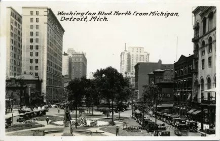 Postcard - Washington Blvd. North from Michigan, Detroit, Mich.