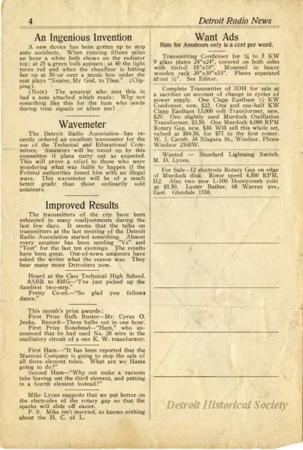 Newsletter - Detroit Radio News, Vol. 1, No. 3