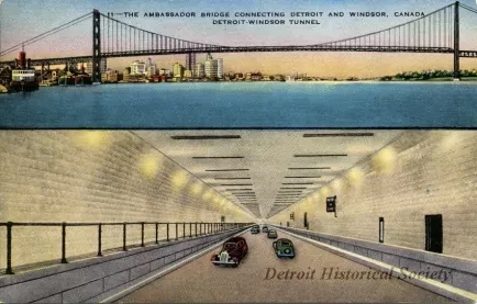 Postcard - The Ambassador Bridge Connecting Detroit and Windsor, Canada
Detroit-Windsor Tunnel