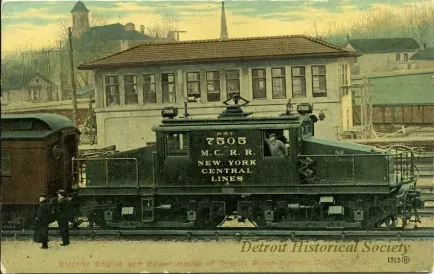 Postcard - Electric Engine and Power House of Detroit River Tunnel, Detroit, Mich.