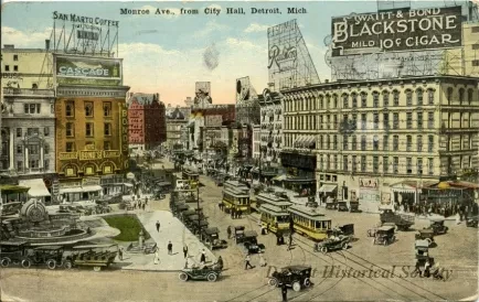 Postcard - Monroe Ave., from City Hall, Detroit, Mich.