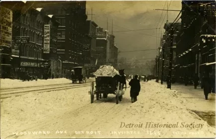 Postcard - Woodward Ave Detroit in Winter.