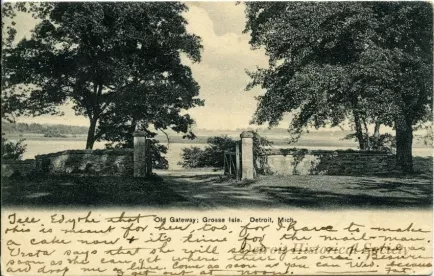 Postcard - Old Gateway; Gross Isle. Detroit, Mich.