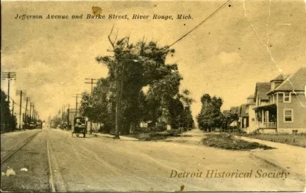 Postcard - Jefferson Avenue and Burke Street, River Rouge, Mich.
