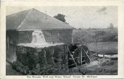 Postcard - The Wonder Well and Water Wheel. Grosse Ile. Michigan