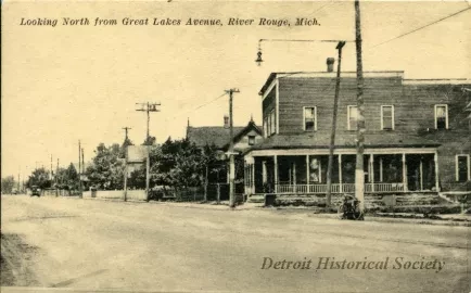 Postcard - Looking North from Great Lakes Avenue, River Rouge, Mich.
