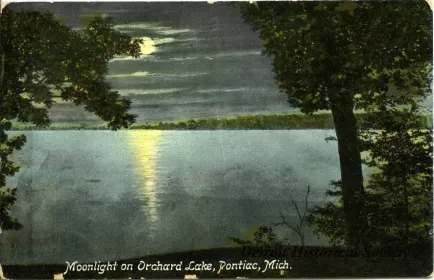 Postcard - Moonlight on Orchard Lake, Pontiac, Mich.