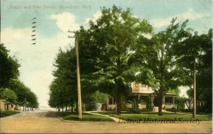 Postcard - Biddle and Wine Streets, Wyandotte, Mich.