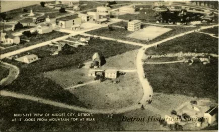 Postcard - Bird's-Eye View of Midget City, Detroit, as it Looks from Mountain at Rear