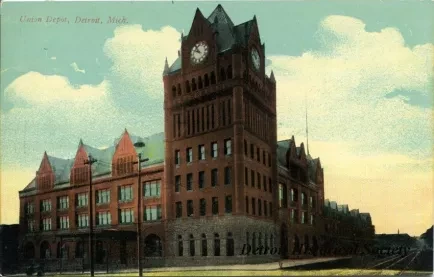 Postcard - Union Depot, Detroit, Mich.