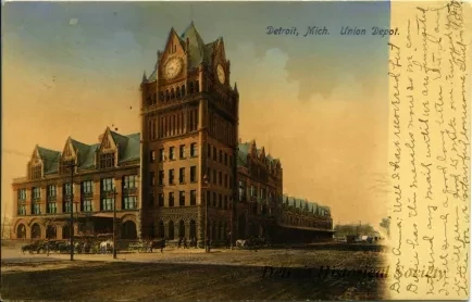 Postcard - Detroit, Mich. Union Depot,