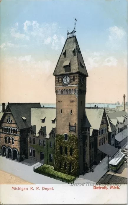 Postcard - Michigan R. R. Depot, Detroit, Mich.