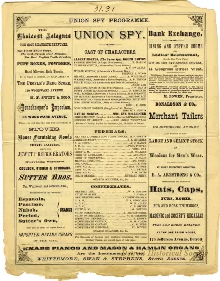 Program, Theater - Programme.  Union Spy