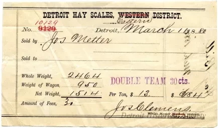 Bill-of-sale - Detroit Hay Scales, Eastern District