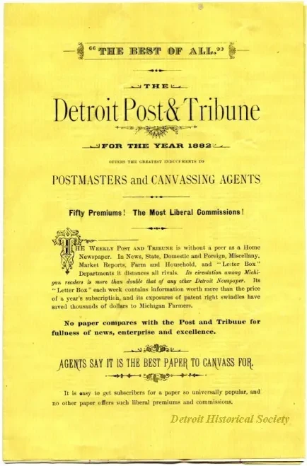 Advertisement - Detroit Post & Tribune