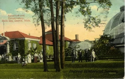 Postcard - Aquarium and Conservatory, Belle Isle, Detroit, Mich.