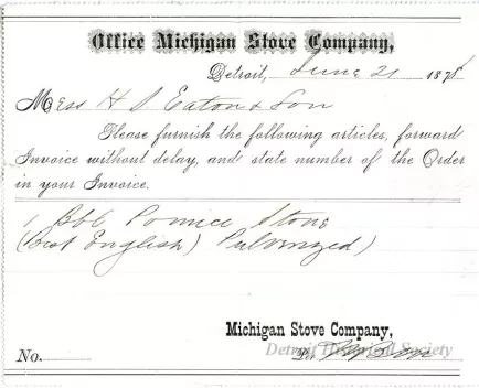 Form, Order - Office Michigan Stove Company