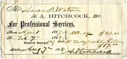 Receipt - A. Hitchcock, Dr.