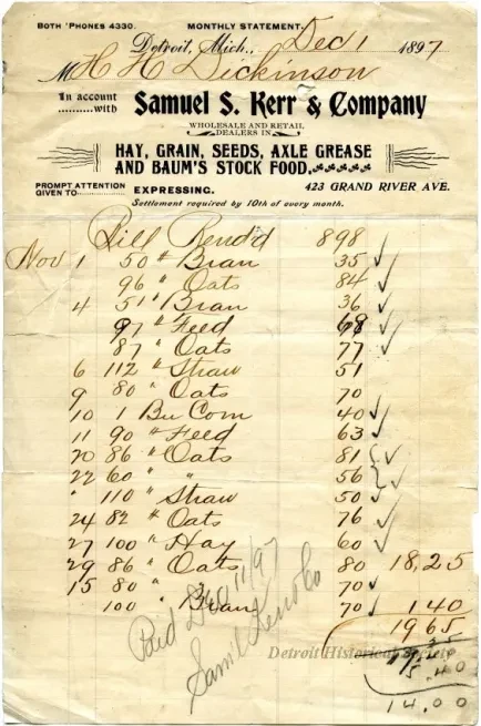 Invoice - Samuel S. Kerr & Company 
Monthly Statement