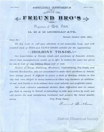 Advertisement - Freund Brothers