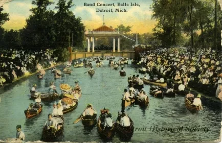 Postcard - Band Concert, Belle Isle, Detroit, Mich.