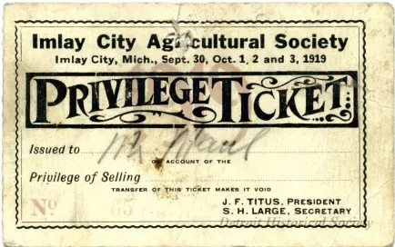 Ticket - Imlay City Agricultural Society
Privilege Ticket