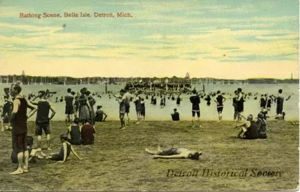 Postcard - Bathing Scene, Belle Isle, Detroit, Mich.