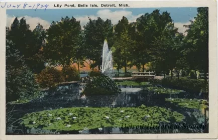 Postcard - Lily Pond, Belle Isle, Detroit, Mich.