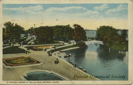 Postcard - A Typical Scene at Belle Isle, Detroit, Mich.