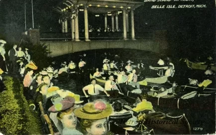 Postcard - Band Stand at Night, Belle Isle, Detroit, Mich.