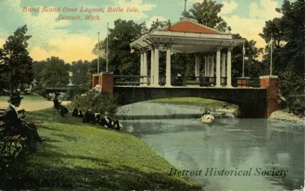 Postcard - Band Stand Over Lagoon, Belle Isle, Detroit, Mich.