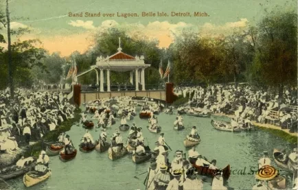 Postcard - Band Stand over Lagoon, Belle Isle, Detroit, Mich.