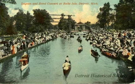 Postcard - Lagoon and Band Concert at Belle Isle, Detroit, Mich.