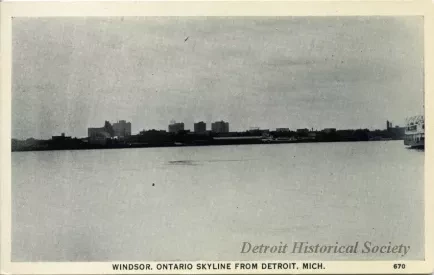 Postcard - Windsor, Ontario Skyline from Detroit, Mich.