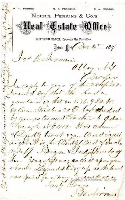 Letter - Norris, Perkins & Co.'s Real Estate Office