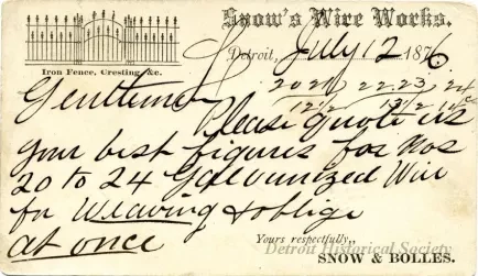 Postcard - Snow's Wire Work
(Snow & Bolles)