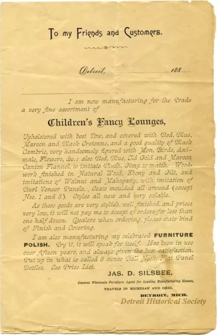 Advertisement - James D. Silsbee,
General Wholesale Furniture Agent