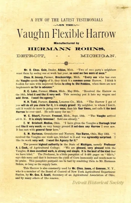 Advertisement - Vaughn Flexible Harrow