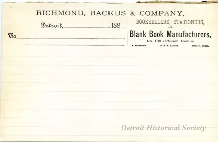 Paper, Letterhead - Richmond, Backus & Company