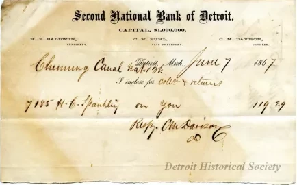 Letter - Second National Bank of Detroit