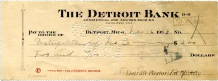 Check, Bank - The Detroit Bank