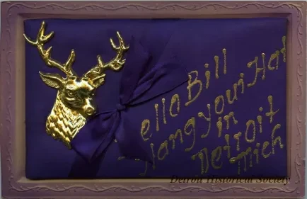 Postcard - Hello Bill, Hang Your Hat in Detroit Mich