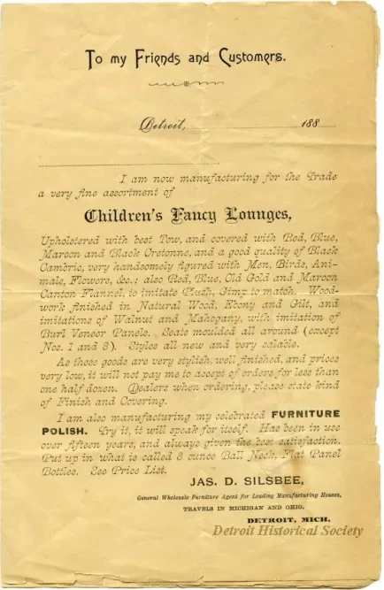 Advertisement - James D. Silsbee,
General Wholesale Furniture Agent