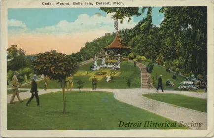Postcard - Cedar Mound, Belle Isle, Detroit, Mich.