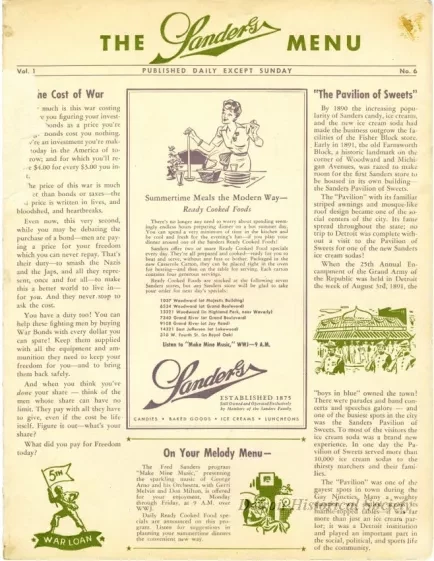 Menu - The Sanders Menu