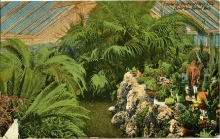 Postcard - Interior Horticultural Bldg, Belle Isle, Detroit, Mich.