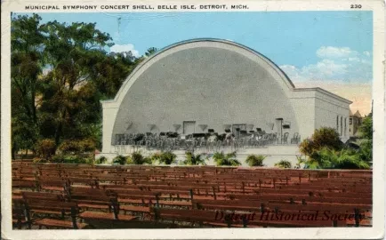 Postcard - Municipal Symphony Concert Shell, Belle Isle, Detroit, Mich.